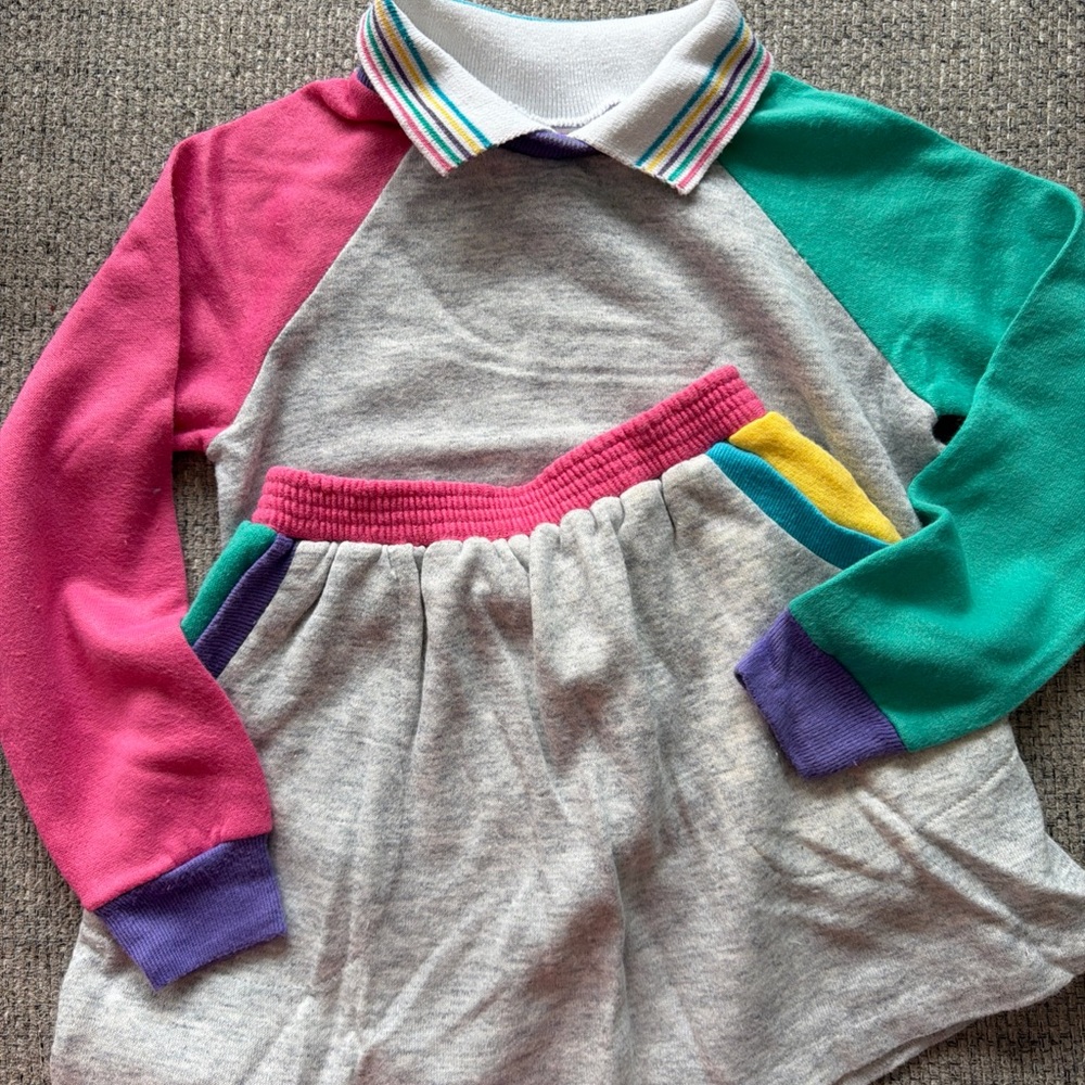 Vintage Retro McKids Collared Sweatshirt and Skirt Set Made in USA size 6